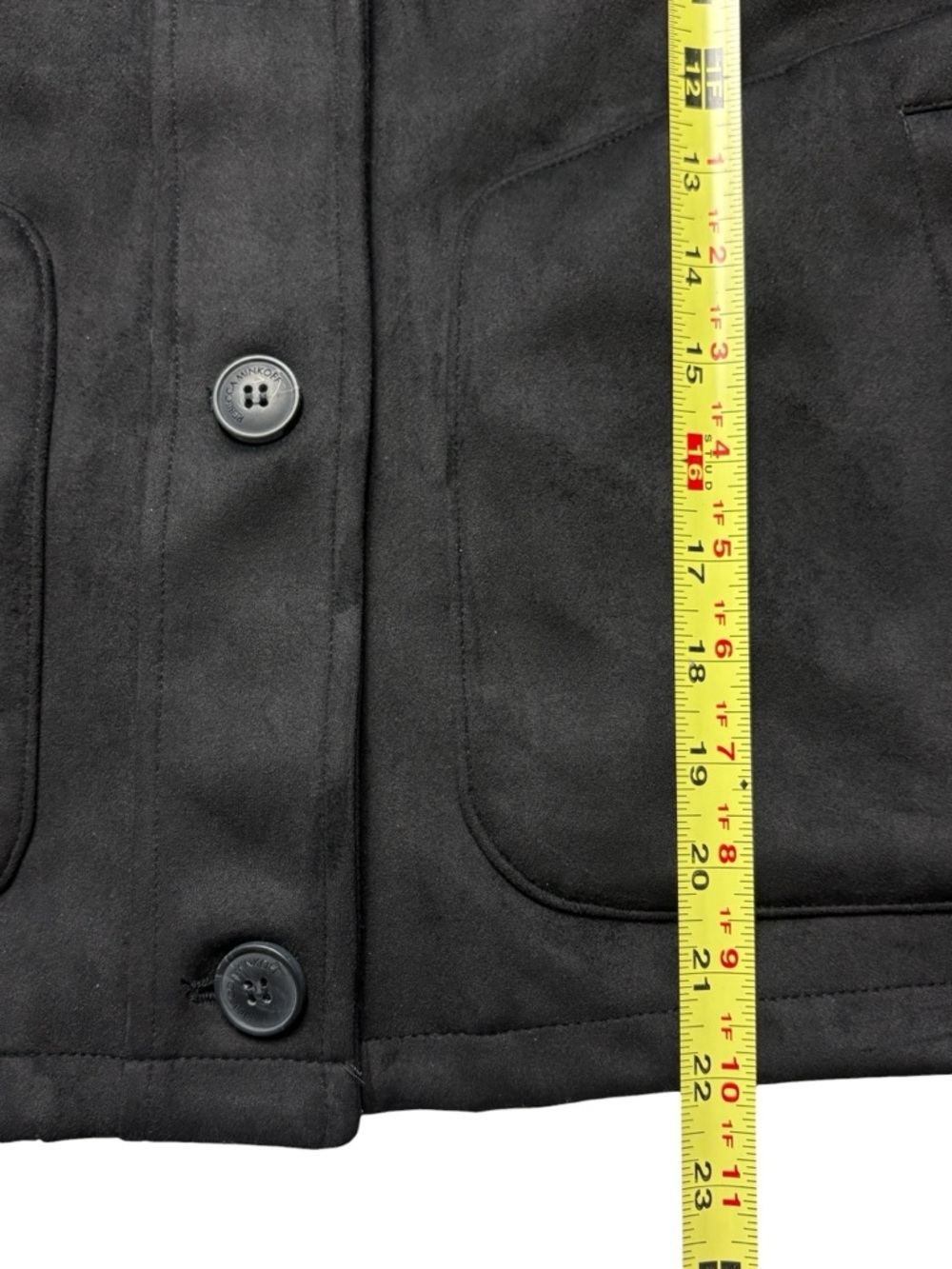 NWT Rebecca Minkoff Black Faux Suede Cropped Button Jacket • Size Large - Picture 7 of 11